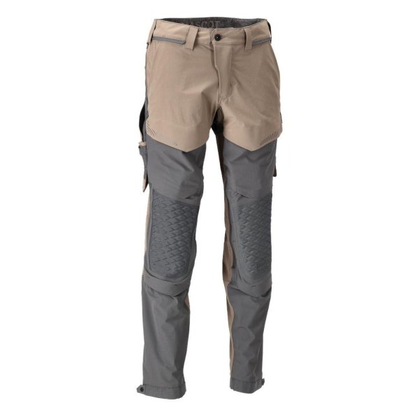 Zoom bild av Byxor med knäfickor, mörk sand/stengrå