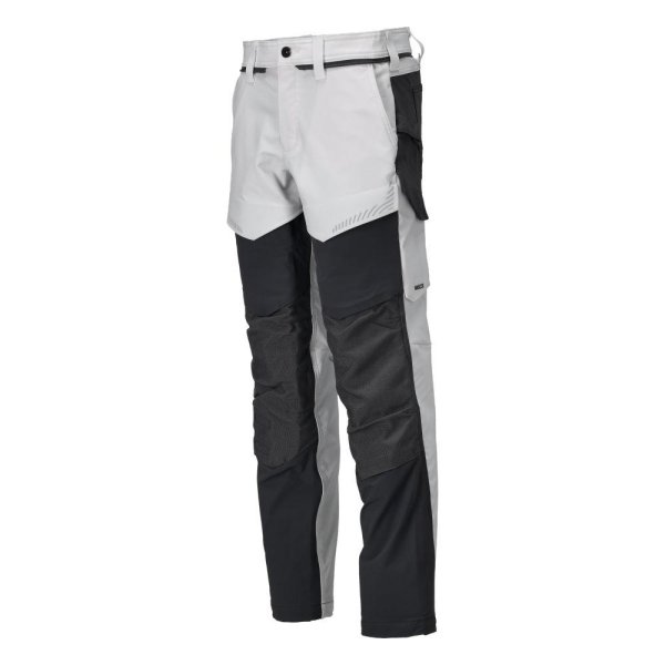 Zoom bild av Byxor med knäfickor, vit/stengrå