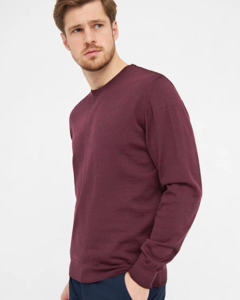 Zoom bild av Milan mens pullover round-neck, burgundy melange