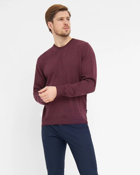 Zoom bild av Milan mens pullover round-neck, burgundy melange