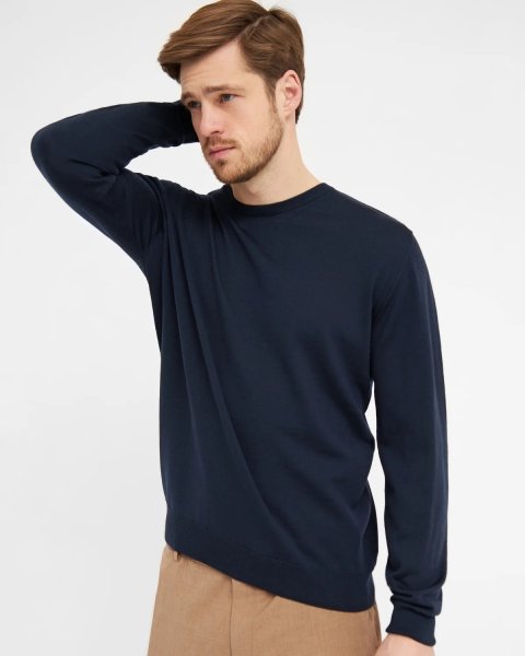 Zoom bild av Milan mens pullover round-neck, dark navy