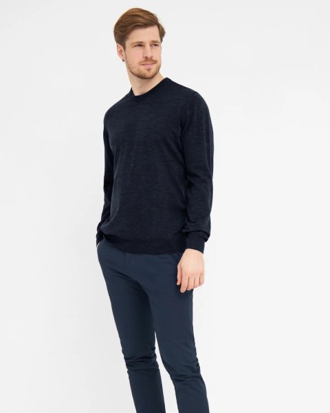 Zoom bild av Milan mens pullover round-neck, navy melange