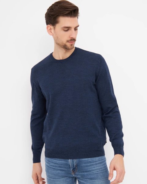 Zoom bild av Milan mens pullover round-neck, dark blue mouliné