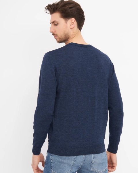 Zoom bild av Milan mens pullover round-neck, dark blue mouliné