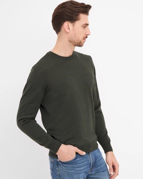 Zoom bild av Milan mens pullover round-neck, olive melange