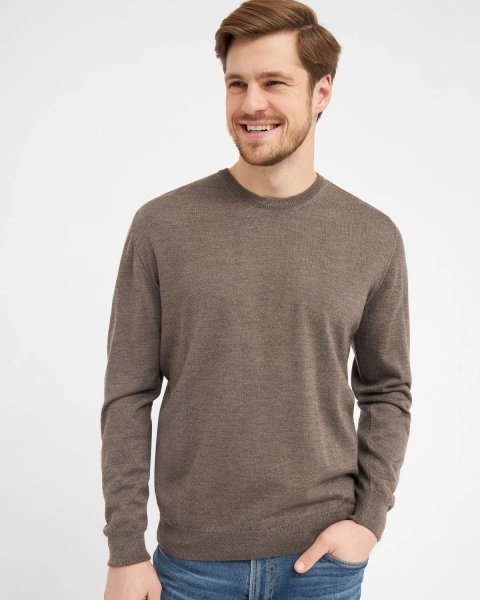 Zoom bild av Milan mens pullover round-neck, dark khaki melange