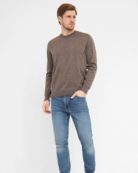 Zoom bild av Milan mens pullover round-neck, dark khaki melange