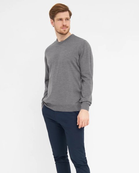 Zoom bild av Milan mens pullover round-neck, stone grey melange