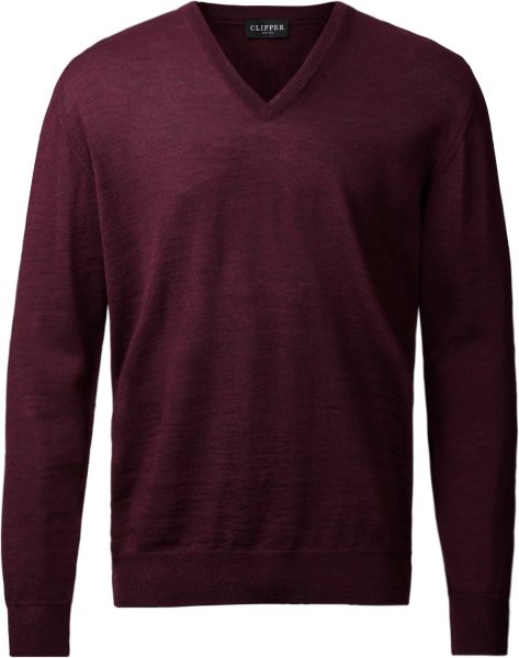 Zoom bild av Milan mens pullover v-neck, burgundy melange