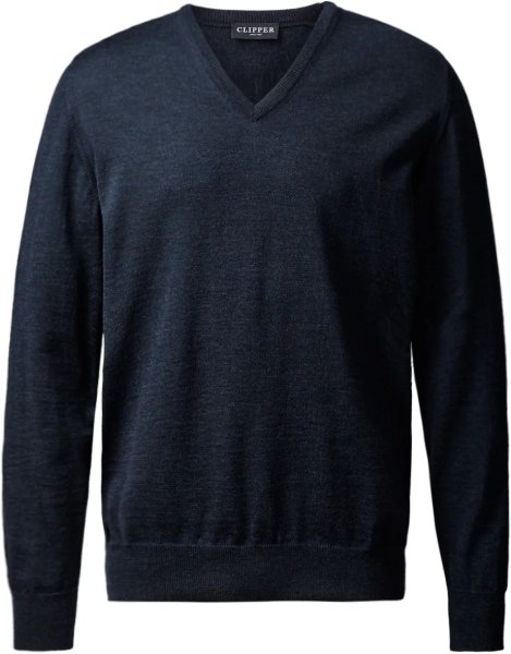 Zoom bild av Milan mens pullover v-neck, navy melange