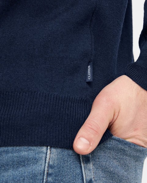 Zoom bild av Milan mens pullover v-neck, dark blue mouliné