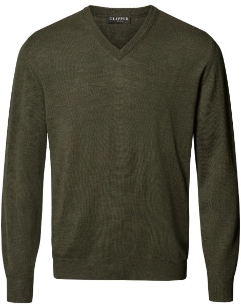 Zoom bild av Milan mens pullover v-neck, olive melange