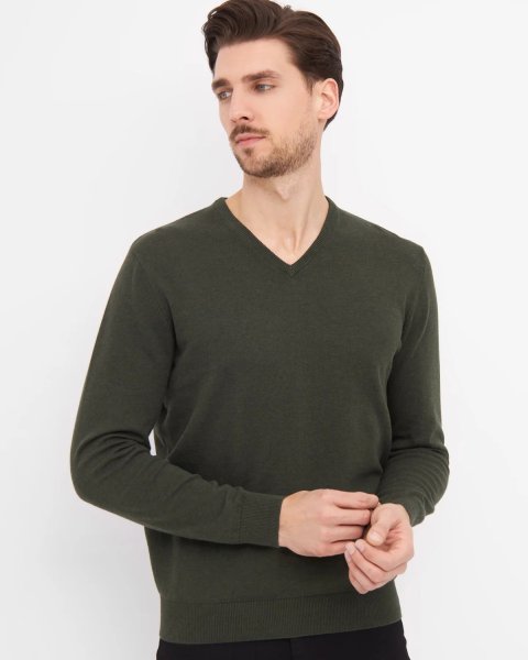 Zoom bild av Milan mens pullover v-neck, olive melange