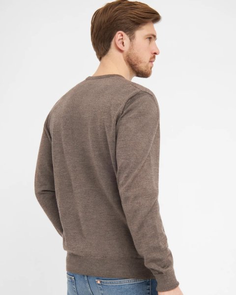 Zoom bild av Milan mens pullover v-neck, dark khaki melange