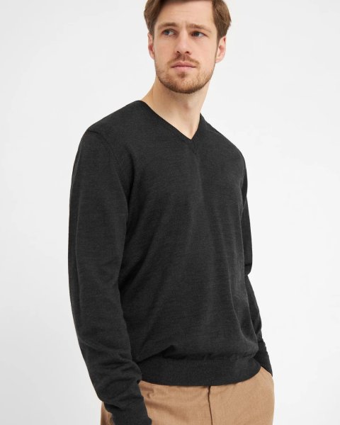 Zoom bild av Milan mens pullover v-neck, charcoale melange