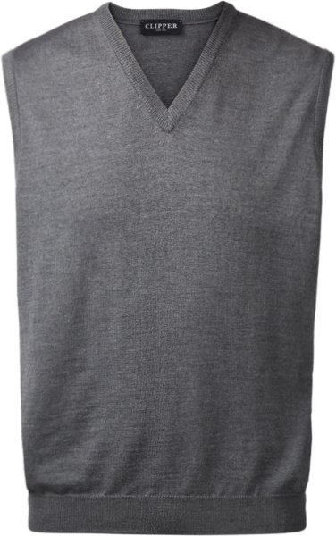 Zoom bild av Milan mens slipover v-neck, stone grey melange