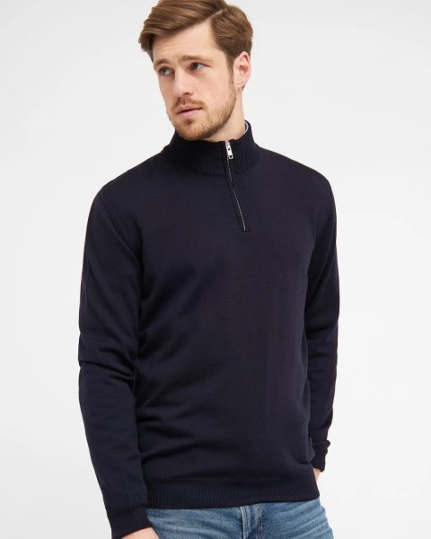 Zoom bild av Milan mens pullover zip-neck, navy melange