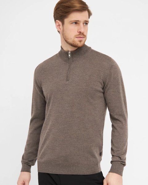 Zoom bild av Milan mens pullover zip-neck, dark khaki melange