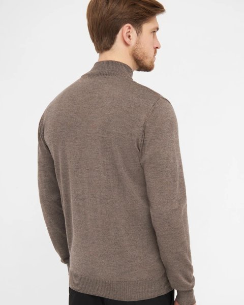 Zoom bild av Milan mens pullover zip-neck, dark khaki melange