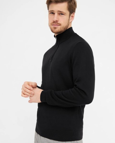 Zoom bild av Milan mens pullover zip-neck, charcoale melange
