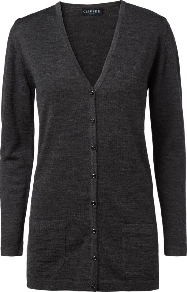 Zoom bild av Copenhagen womens long cardigan v-neck, charcoale melange