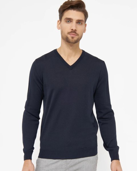 Zoom bild av Copenhagen mens pullover v-neck slimfit, navy