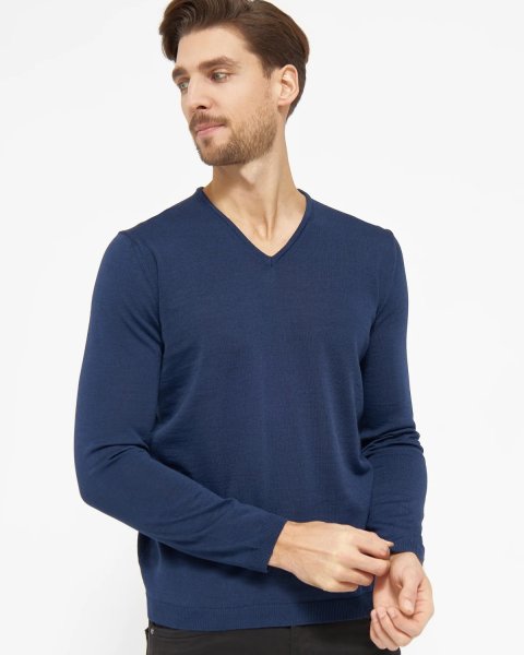 Zoom bild av Berlin mens pullover v-neck, dark blue melange