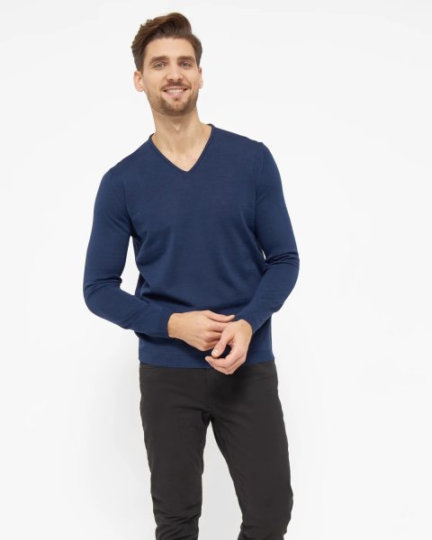 Zoom bild av Berlin mens pullover v-neck, dark blue melange
