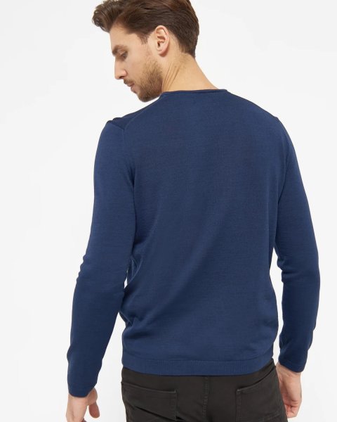 Zoom bild av Berlin mens pullover v-neck, dark blue melange