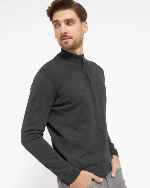 Zoom bild av Berlin mens cardigan, dark charcoal melange