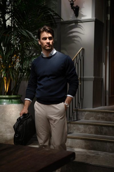 Zoom bild av Extrafine Cashwool® merino knit, navy