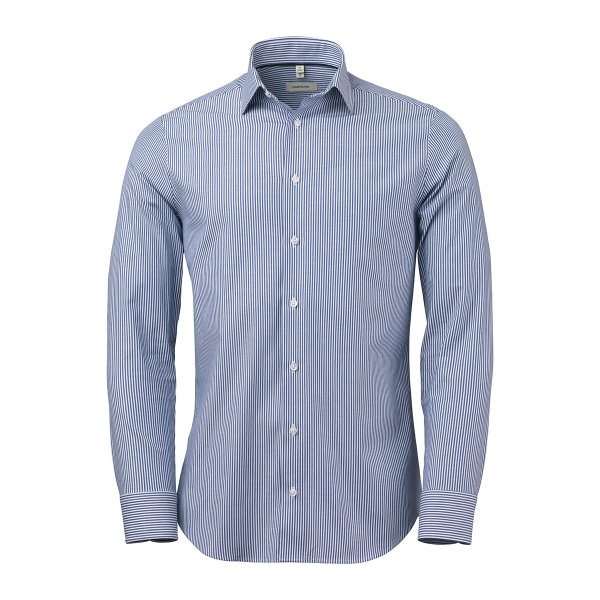 Zoom bild av Blue/white stretch twill shirt, comfort fit