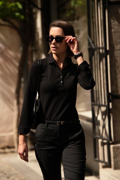 Zoom bild av Woman Deluxe longsleeve polo, black