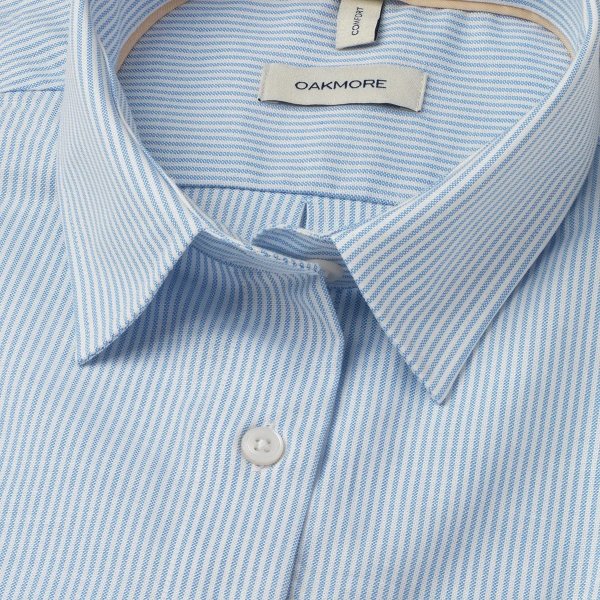 Zoom bild av Light blue/white striped female stretch oxford shirt, loose fit