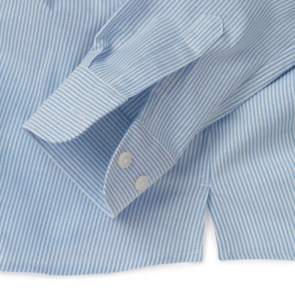 Zoom bild av Light blue/white striped female stretch oxford shirt, slimfit