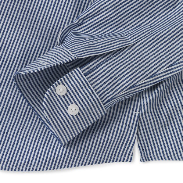 Zoom bild av Blue/white female stretch twill shirt, comfort fit