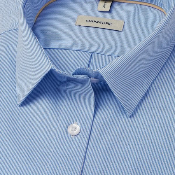 Zoom bild av Light blue/white fine striped female stretch oxford shirt, comfort fit