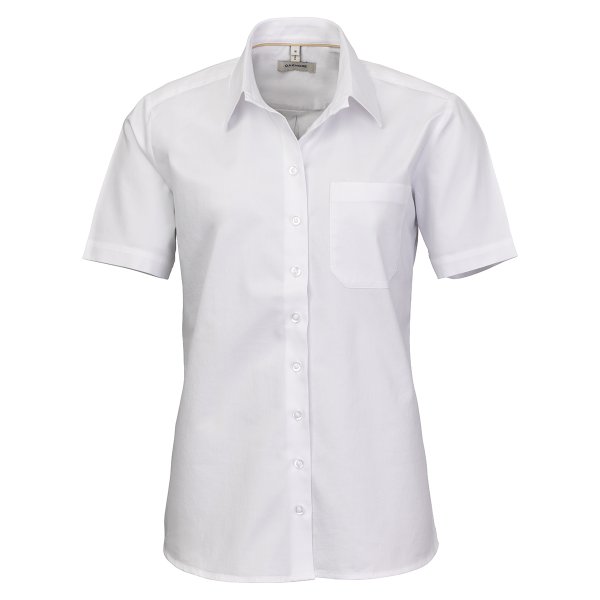 Zoom bild av White female short sleeve uniform stretch shirt, comfort fit