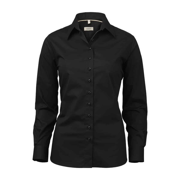Zoom bild av Black female stretch poplin shirt, comfort fit