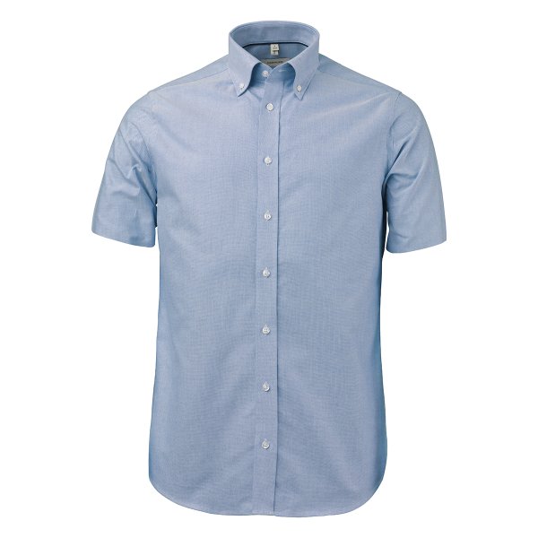 Zoom bild av Light blue short sleeve stretch oxford shirt, comfort fit
