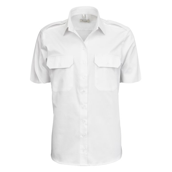 Zoom bild av White female short sleeve uniform stretch shirt, comfort fit