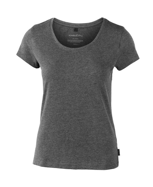 Zoom bild av Woman soft round neck t-shirt, black melange