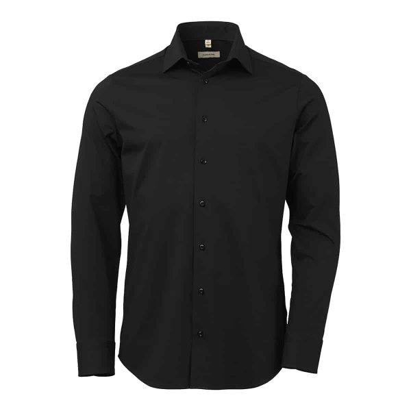 Zoom bild av Black stretch poplin shirt, slimfit